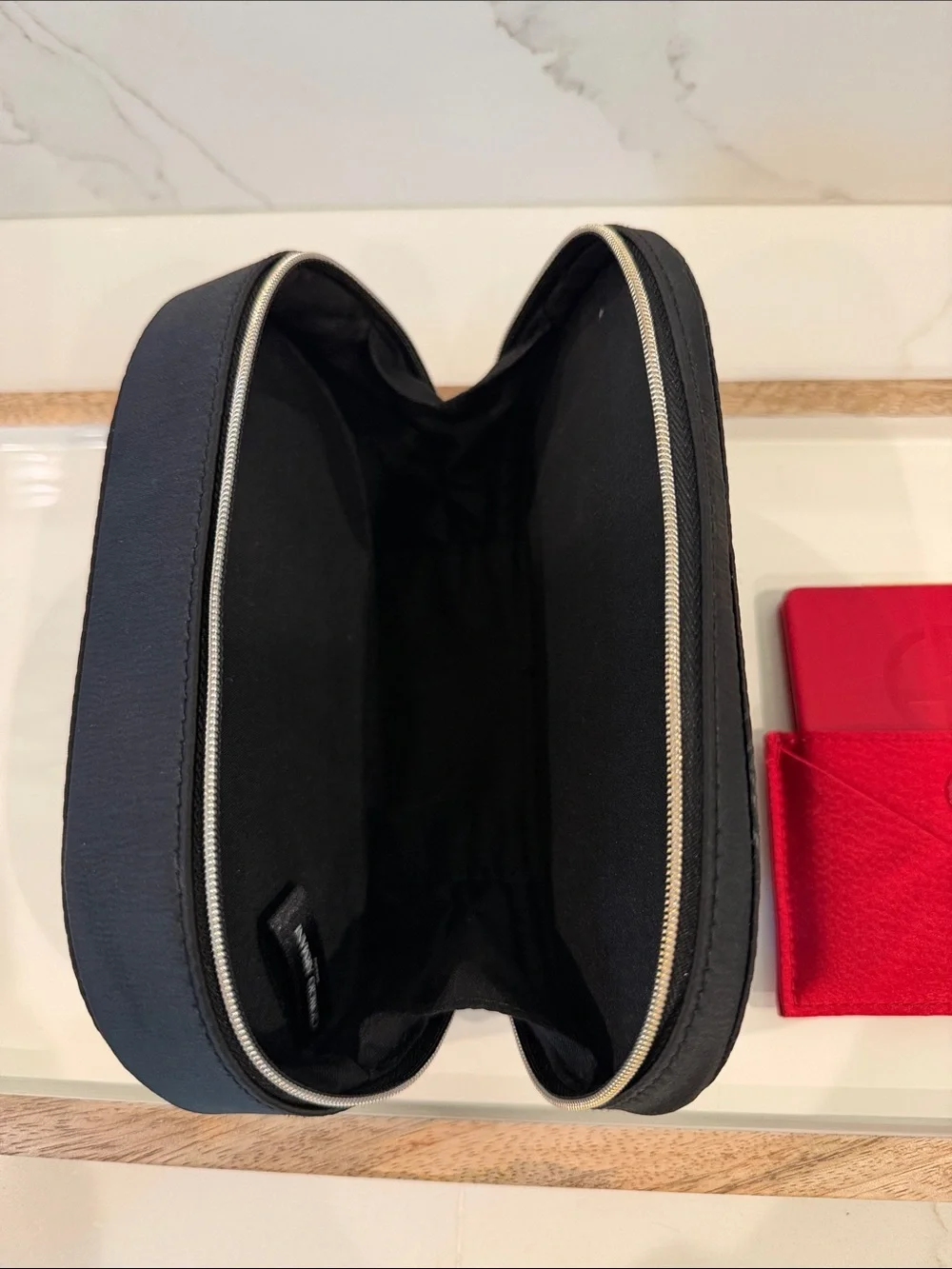 Giorgio Armani Black Pouch and Gold-Trim Compact Mirror